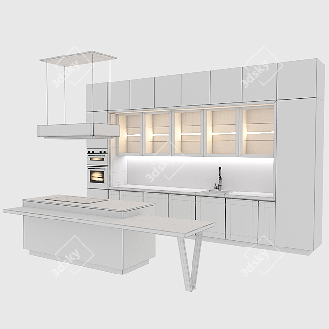 SleekModern Kitchen Design 3D model image 7