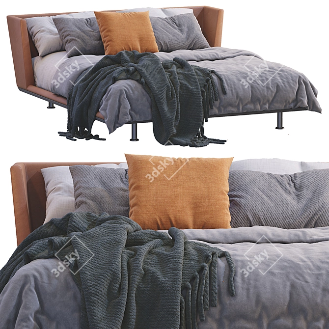 Luxury Leather Bed: NOONU by Bebitalia 3D model image 1