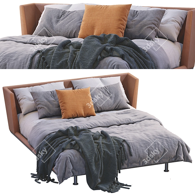 Luxury Leather Bed: NOONU by Bebitalia 3D model image 4