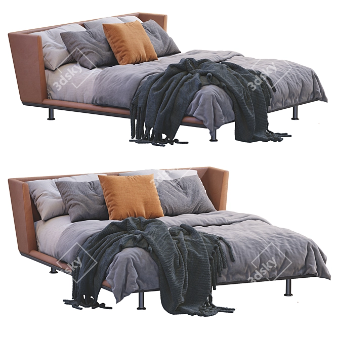 Luxury Leather Bed: NOONU by Bebitalia 3D model image 7