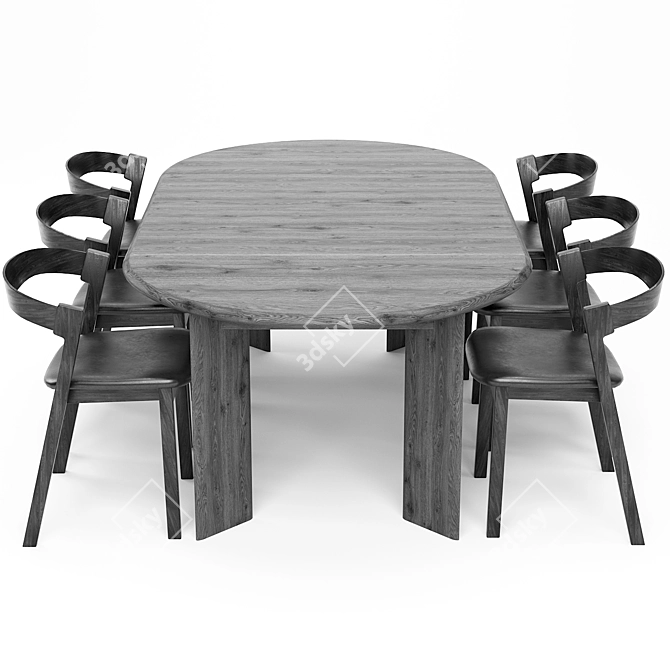 Bevel Extendable Dining Table 3D model image 2