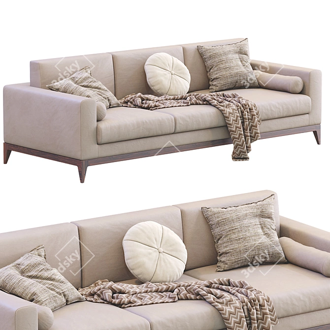 Stylish Copenhaga Leather Sofa 3D model image 1