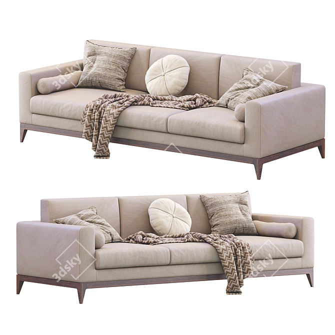 Stylish Copenhaga Leather Sofa 3D model image 2