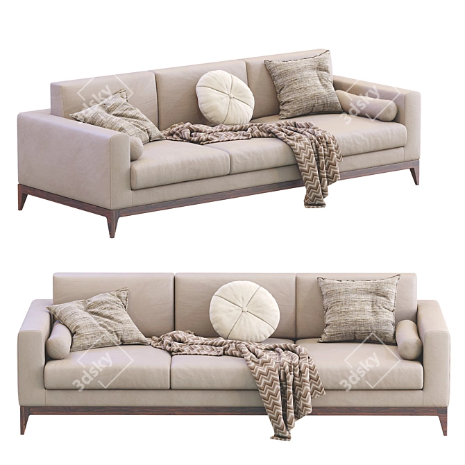 Stylish Copenhaga Leather Sofa 3D model image 3