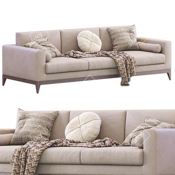 Stylish Copenhaga Leather Sofa 3D model image 4