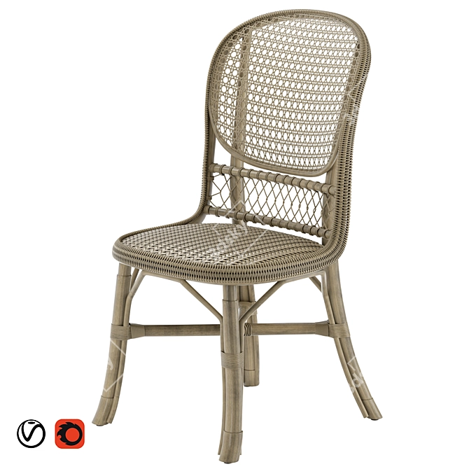 Vintage Cane Accent Chair 3D model image 1