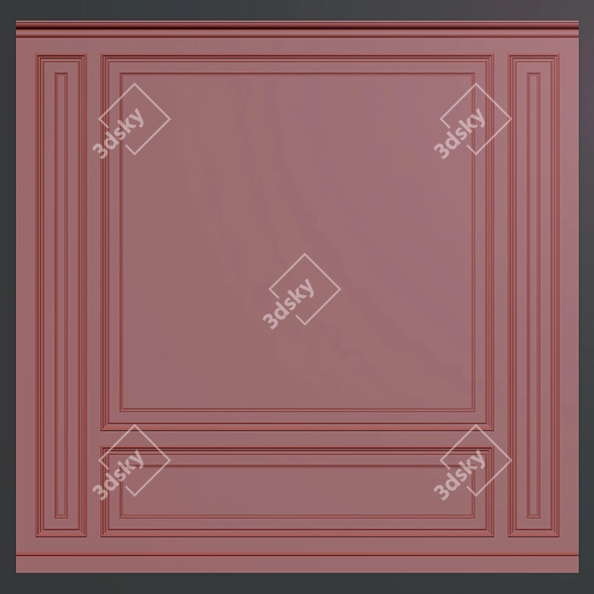 Elegant Wall Molding Panels 3D model image 2