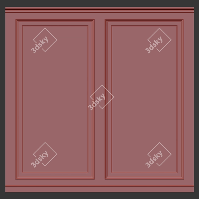 Elegant Wall Molding Panels 3D model image 2