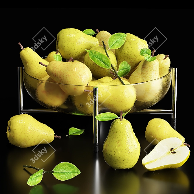 Elegant Fruit Serving Dish 3D model image 1