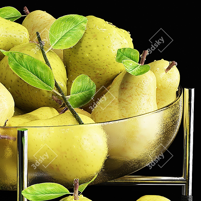 Elegant Fruit Serving Dish 3D model image 4