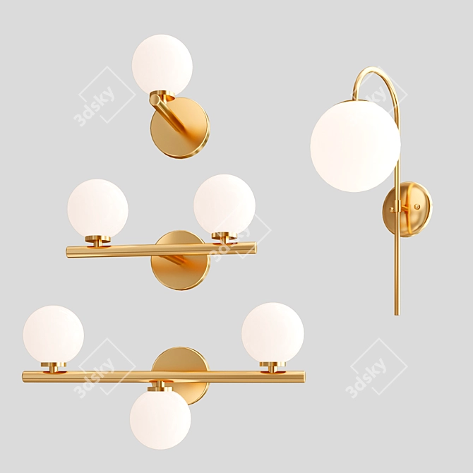 Scandinavian Glass Wall Light 3D model image 1