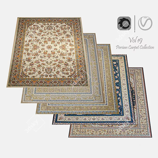 Elegant Persian Carpet Collection 3D model image 6