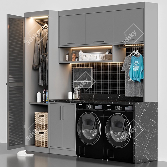 Modern Laundry Set: V-Ray & Corona Compatible 3D model image 2