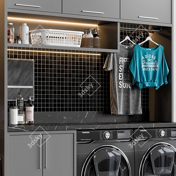 Modern Laundry Set: V-Ray & Corona Compatible 3D model image 3