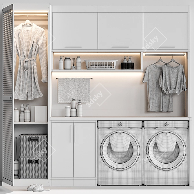 Modern Laundry Set: V-Ray & Corona Compatible 3D model image 4
