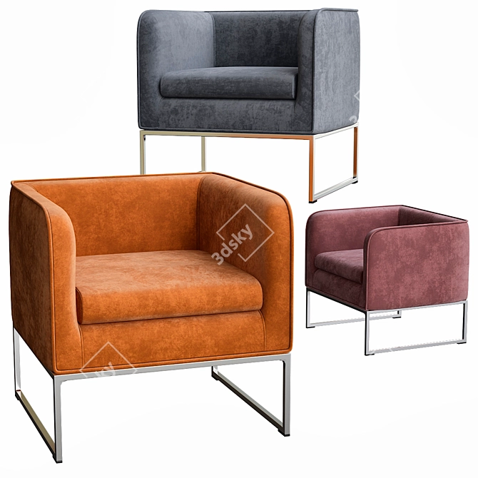 Elegant Comfort: MELL Fabric Armchair 3D model image 2