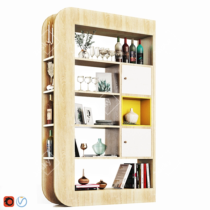 Modern Wooden Decorative Shelves - Minh Tri 3D model image 1