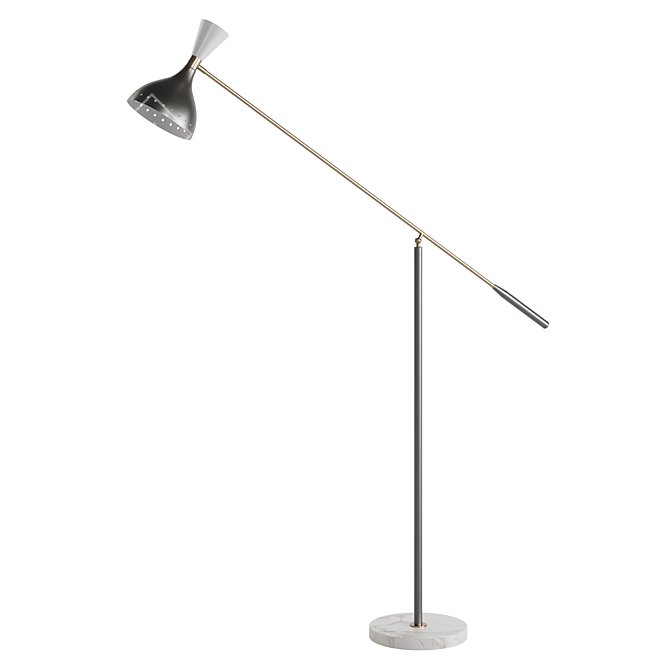 Sleek 2021 Milwaukee L2: Luxe Marble & Metal Floor Lamp 3D model image 5