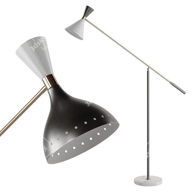 Sleek 2021 Milwaukee L2: Luxe Marble & Metal Floor Lamp 3D model image 8