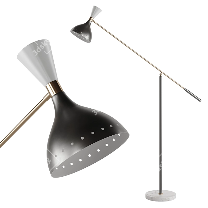 Sleek 2021 Milwaukee L2: Luxe Marble & Metal Floor Lamp 3D model image 9