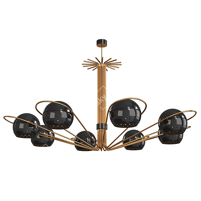 Sleek Black Steel Chandelier 3D model image 1