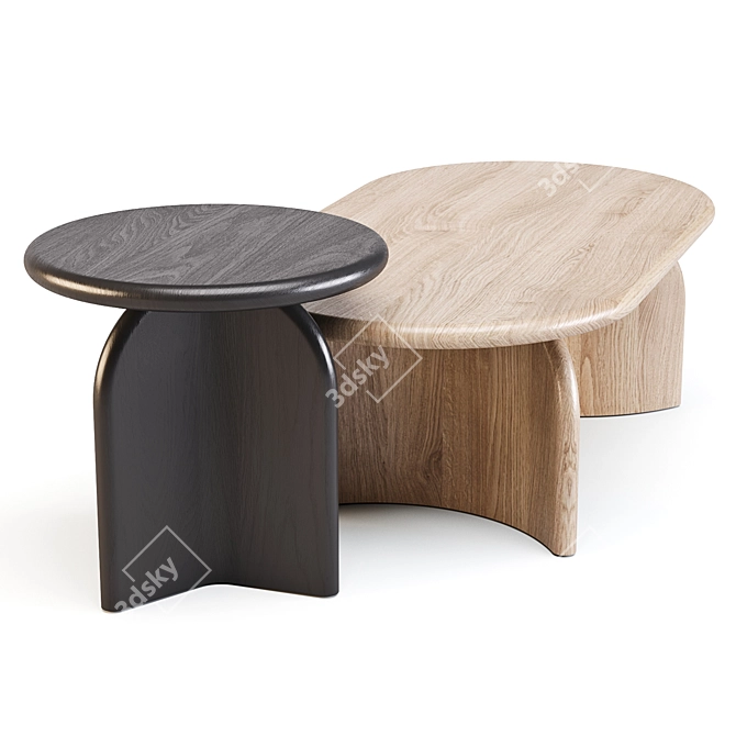 Ada: Modern Organic Oval Coffee & Side Table 3D model image 2