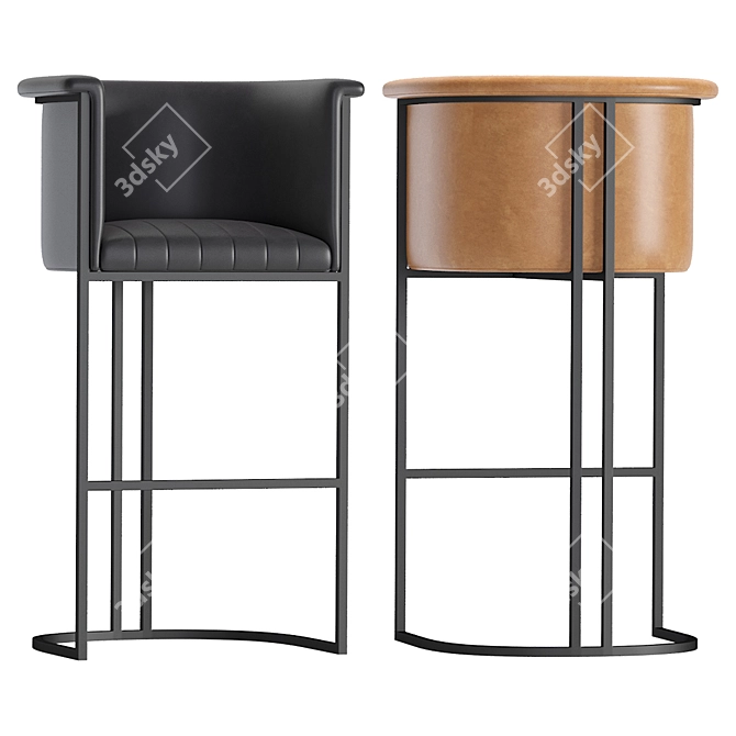 Modern Leather Loft Barstool 3D model image 6