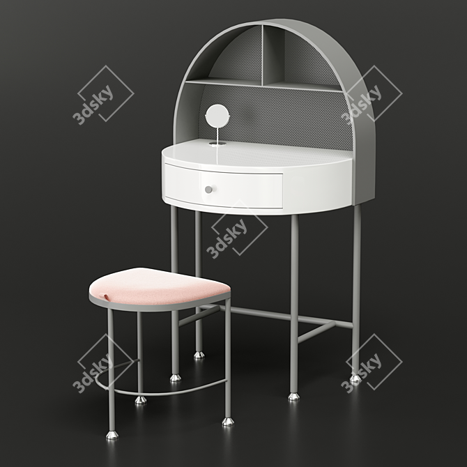 Pink Modern Makeup Vanity Set 3D model image 2