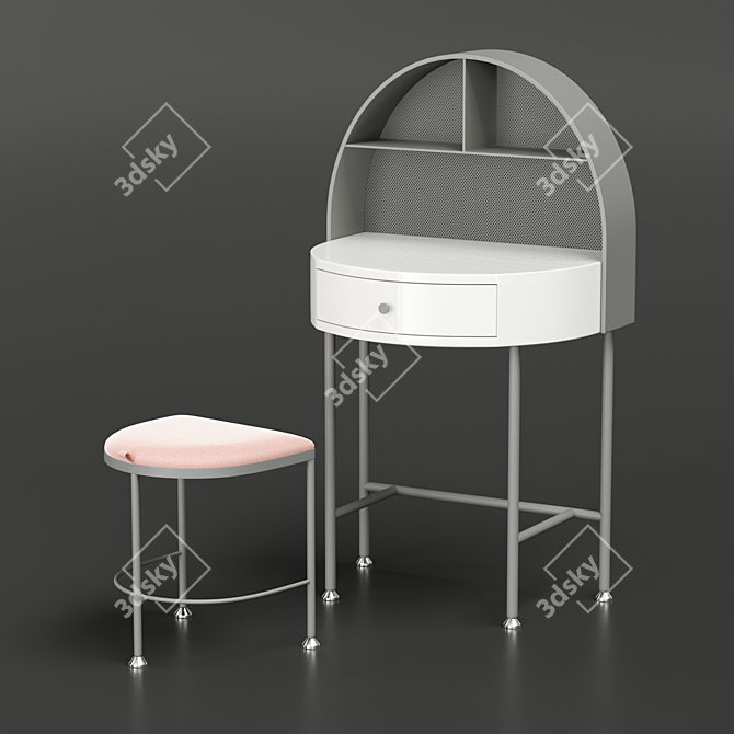 Pink Modern Makeup Vanity Set 3D model image 5