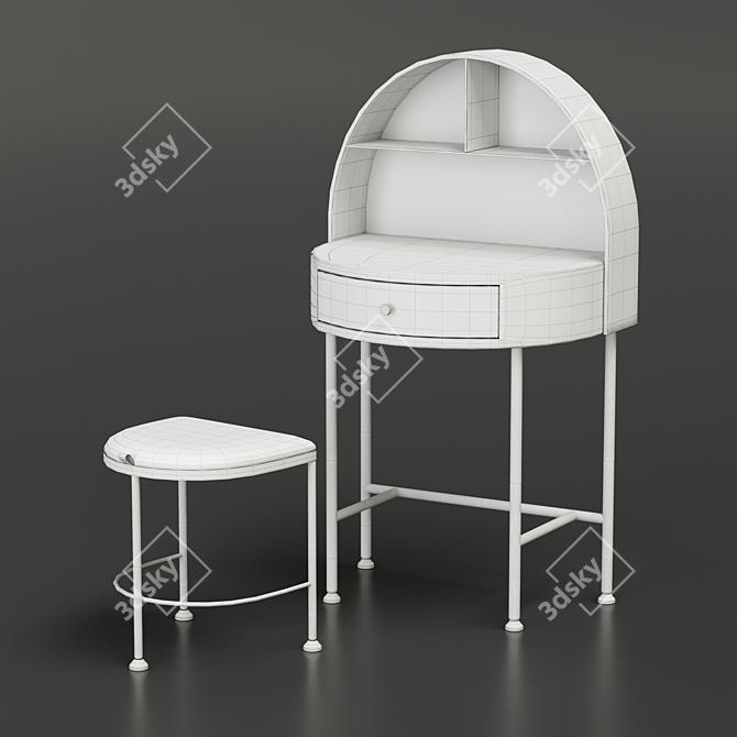 Pink Modern Makeup Vanity Set 3D model image 6