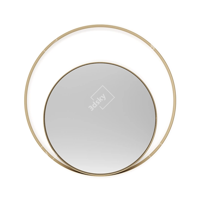 Iron Ring Metal Frame Round Mirror 3D model image 2