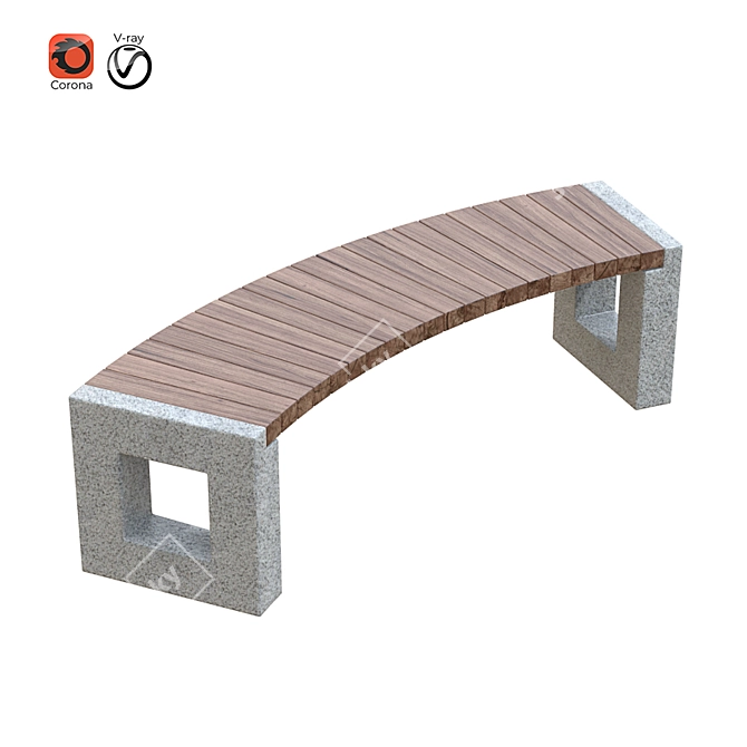 Arena Park Bench Set 3D model image 2
