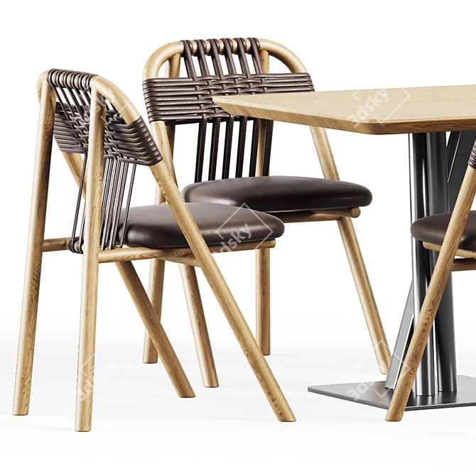 Niels Dining Set: TrabA Table & Very Wood Chair 3D model image 2