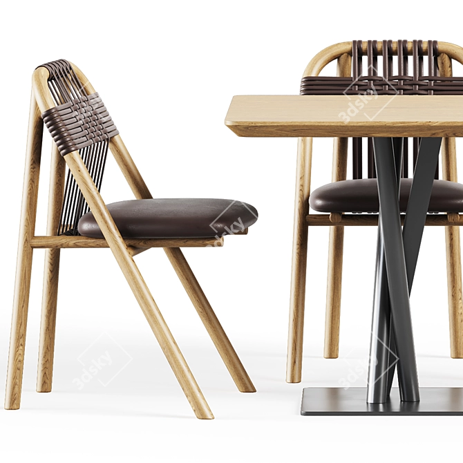 Niels Dining Set: TrabA Table & Very Wood Chair 3D model image 3