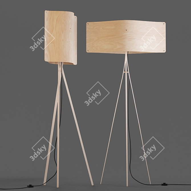 Scandinavian Elegance: Finom Wood Floor Lamps 3D model image 1