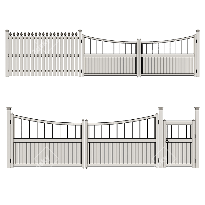 Versatile PVC Fence for Your Outdoor Spaces 3D model image 4