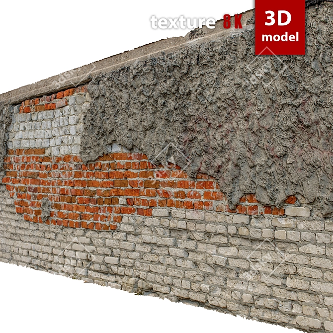 Detailed Stone Wall Model 3D model image 4