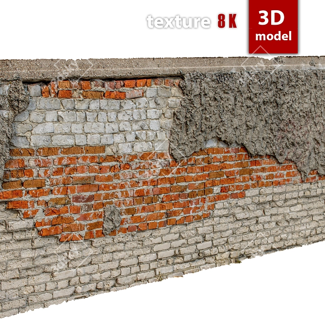 Detailed Stone Wall Model 3D model image 5