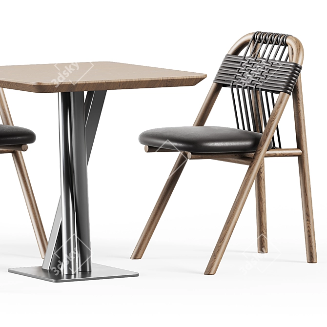 Minimalist Dining Set: Niels Table S70 & Dining Chair 01 C 3D model image 9