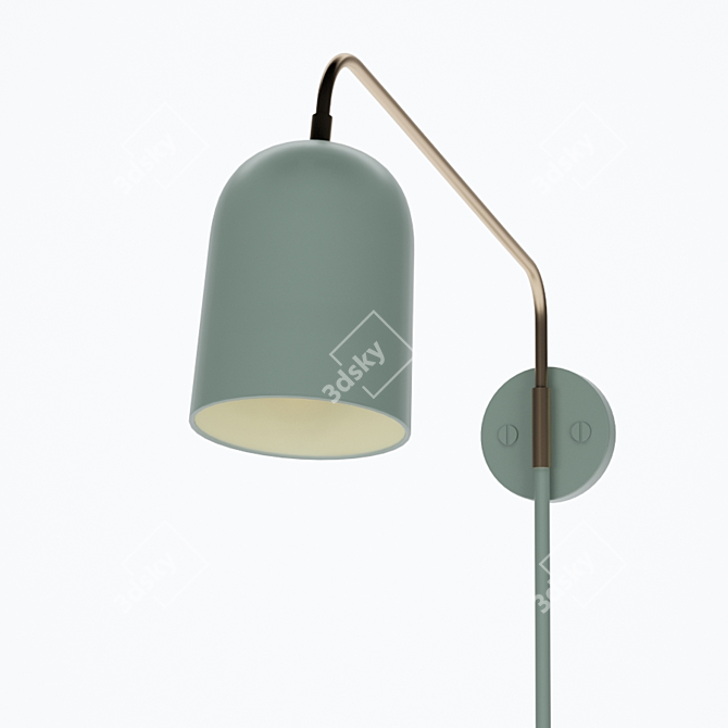 Green Metal Wall Lamp with Brass Accents 3D model image 1