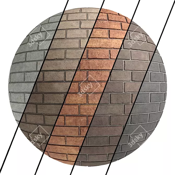 Brick Tiles PBR - 5 Colors, High Resolution 3D model image 1