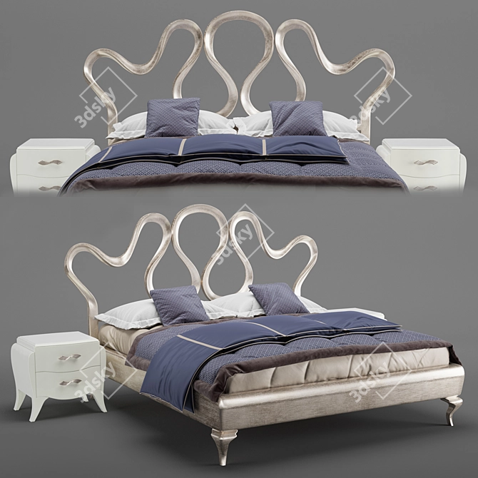 Sleek Modern Bed 3D Model 3D model image 1