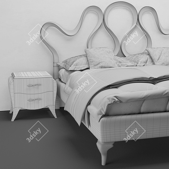 Sleek Modern Bed 3D Model 3D model image 6