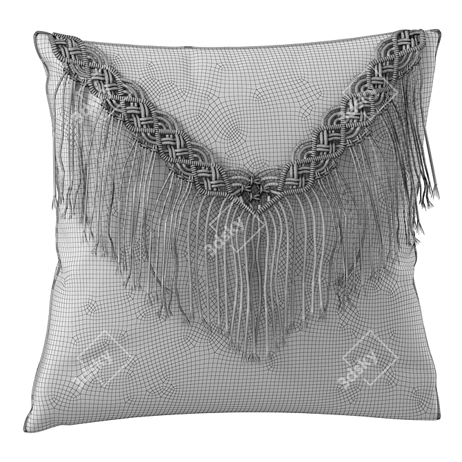 Boho Bliss Macrame Cushion Set 3D model image 3