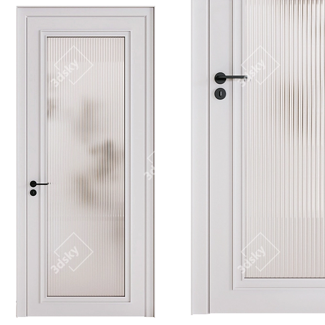 Sleek White Doors: Glass Stripes, One Panel, Two Panels 3D model image 5