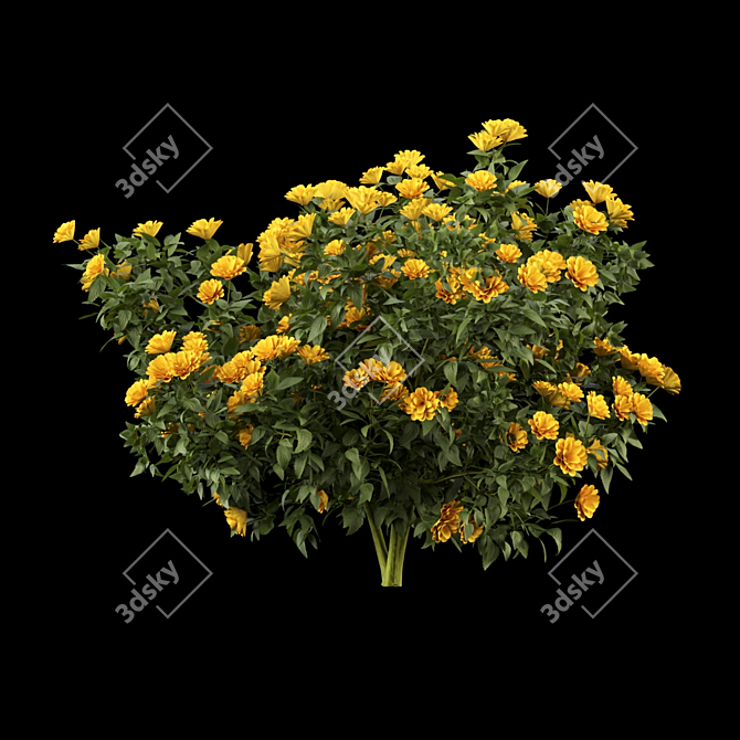 Floral Beauty Collection: Vibrant Flowering Bushes 3D model image 3