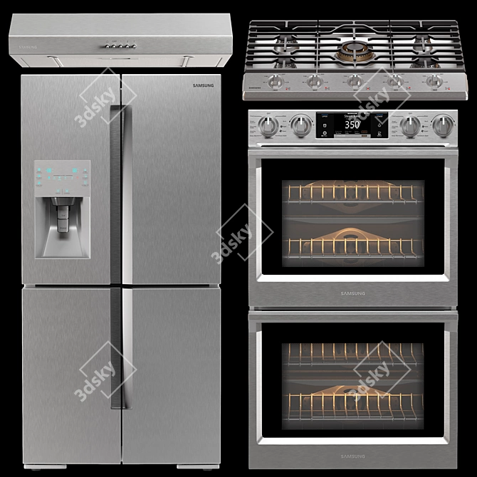 Sleek and Efficient: SAMSUNG Home Appliance Set 3D model image 1