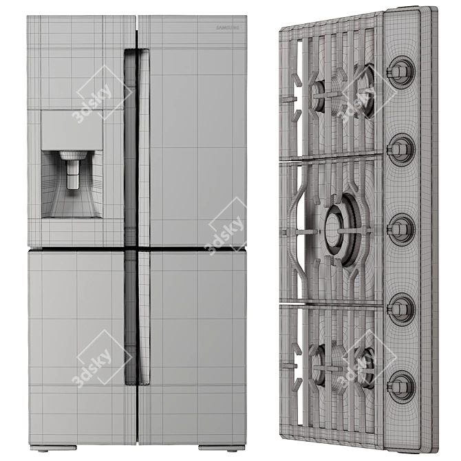 Sleek and Efficient: SAMSUNG Home Appliance Set 3D model image 6