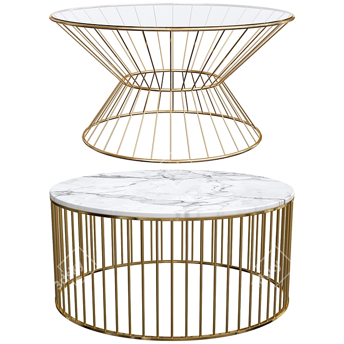 Elegant Gold Deco Coffee Table 3D model image 1