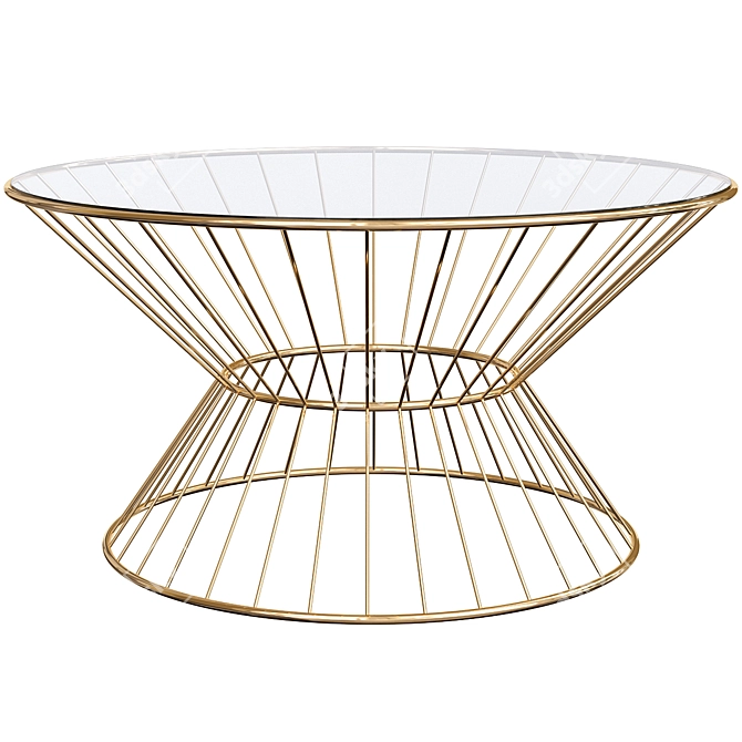 Elegant Gold Deco Coffee Table 3D model image 3